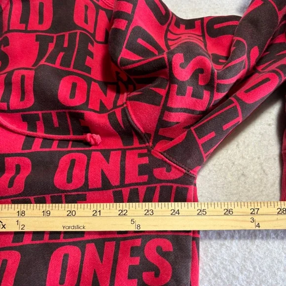 The Wild Ones Mens Red Black All Over Print Full Zip Hoodie Sweatshirt XL Y2K